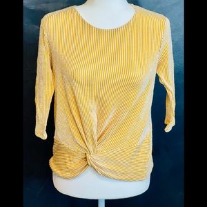 W5 yellow and white striped shirt